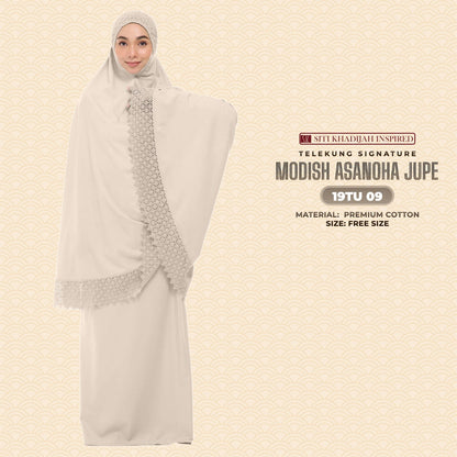 Telekung Siti Khadija Inspired Modish Asanoha Jupe Collection Free Woven Bag (19TU)