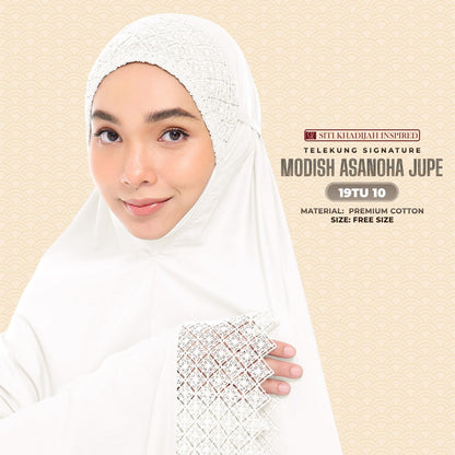 Telekung Siti Khadija Inspired Modish Asanoha Jupe Collection Free Woven Bag (19TU)