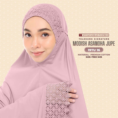 Telekung Siti Khadija Inspired Modish Asanoha Jupe Collection Free Woven Bag (19TU)