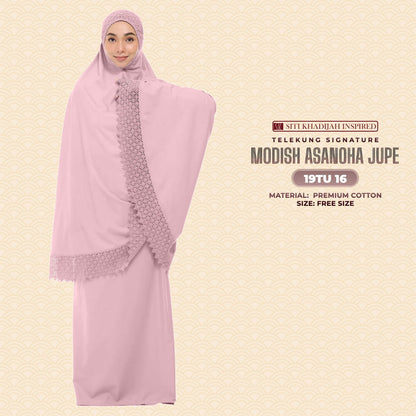 Telekung Siti Khadija Inspired Modish Asanoha Jupe Collection Free Woven Bag (19TU)