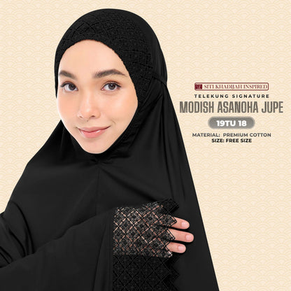 Telekung Siti Khadija Inspired Modish Asanoha Jupe Collection Free Woven Bag (19TU)