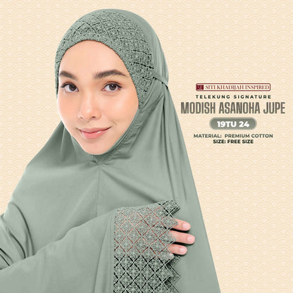 Telekung Siti Khadija Inspired Modish Asanoha Jupe Collection Free Woven Bag (19TU)