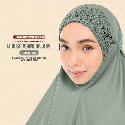 Telekung Siti Khadija Inspired Modish Asanoha Jupe Collection Free Woven Bag (19TU)