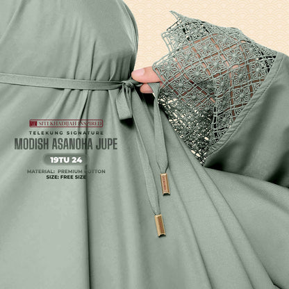 Telekung Siti Khadija Inspired Modish Asanoha Jupe Collection Free Woven Bag (19TU)