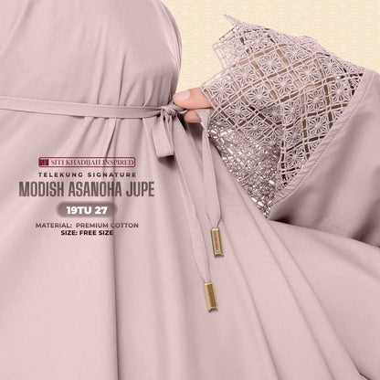 Telekung Siti Khadija Inspired Modish Asanoha Jupe Collection Free Woven Bag (19TU)