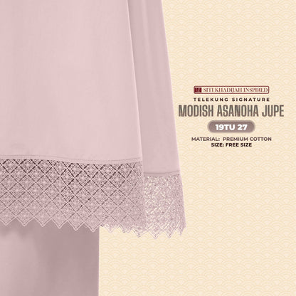 Telekung Siti Khadija Inspired Modish Asanoha Jupe Collection Free Woven Bag (19TU)