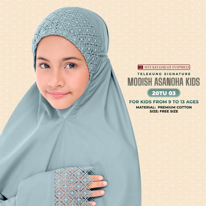 Telekung Siti Khadija Inspired Modish Asanoha Jupe Kid Collection Free Woven Bag (20TU)