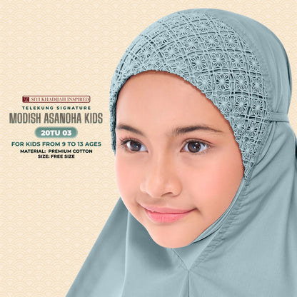 Telekung Siti Khadija Inspired Modish Asanoha Jupe Kid Collection Free Woven Bag (20TU)