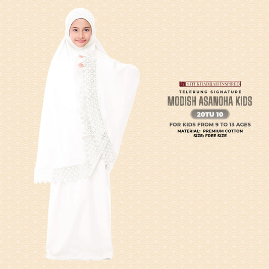 Telekung Siti Khadija Inspired Modish Asanoha Jupe Kids Collection Free Woven Bag (20TU)