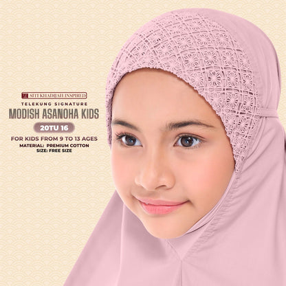 Telekung Siti Khadija Inspired Modish Asanoha Jupe Kid Collection Free Woven Bag (20TU)