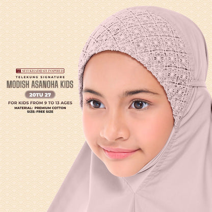 Telekung Siti Khadija Inspired Modish Asanoha Jupe Kid Collection Free Woven Bag (20TU)