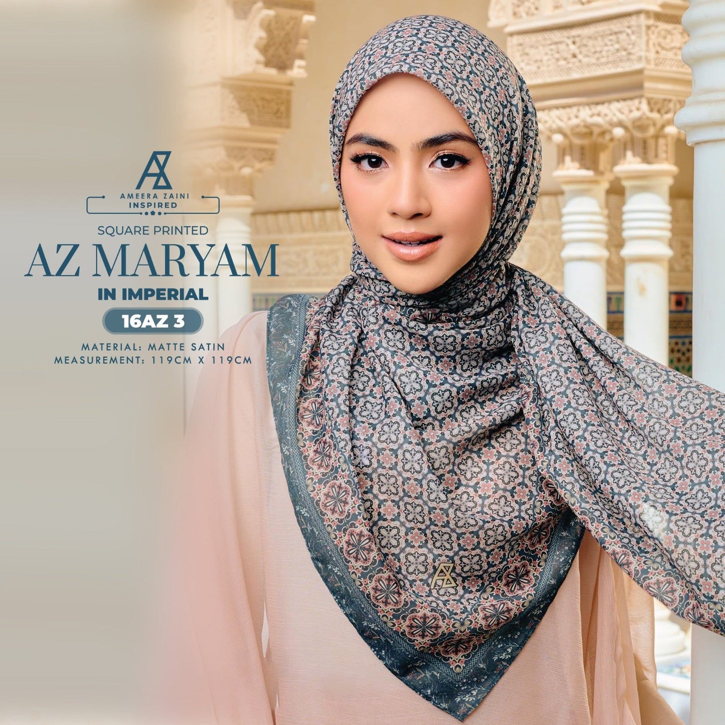 Ameera Zaini Inspired AZ MARYAM Square Printed Collection (16AZ)