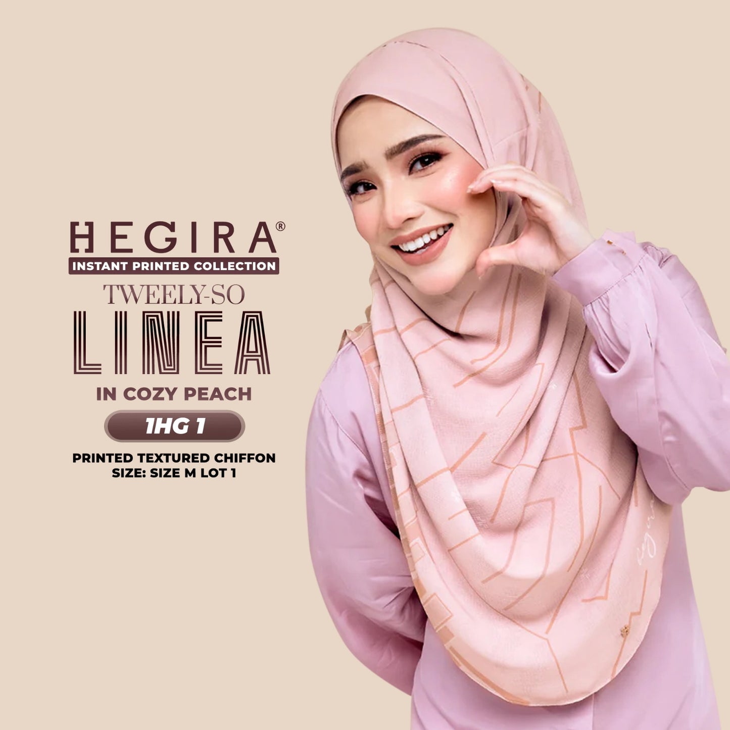 Hegira Hijab Inspired TWEELY-SO Linea Printed Textured Chiffon Collection (1HG)