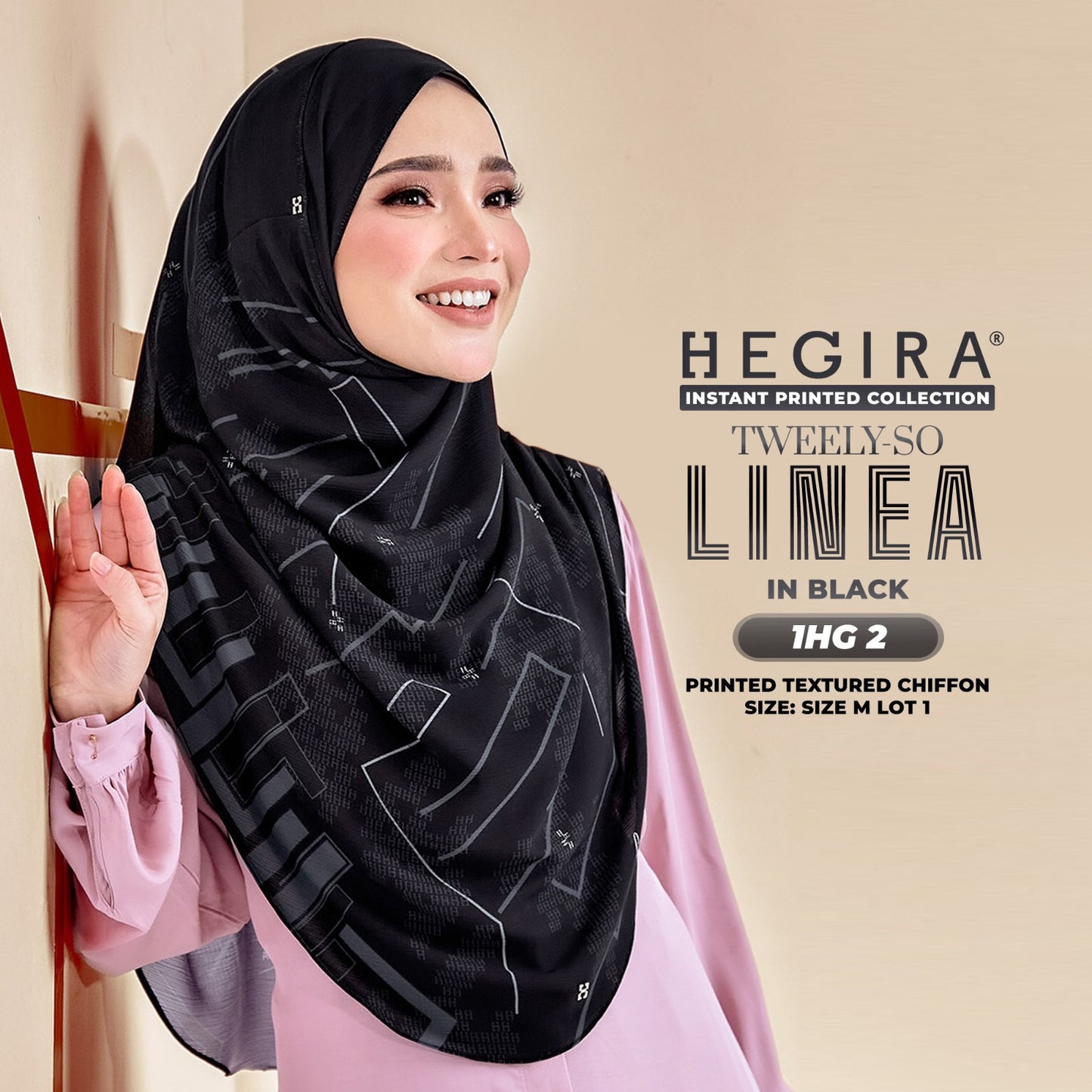 Hegira Hijab Inspired TWEELY-SO Linea Printed Textured Chiffon Collection (1HG)