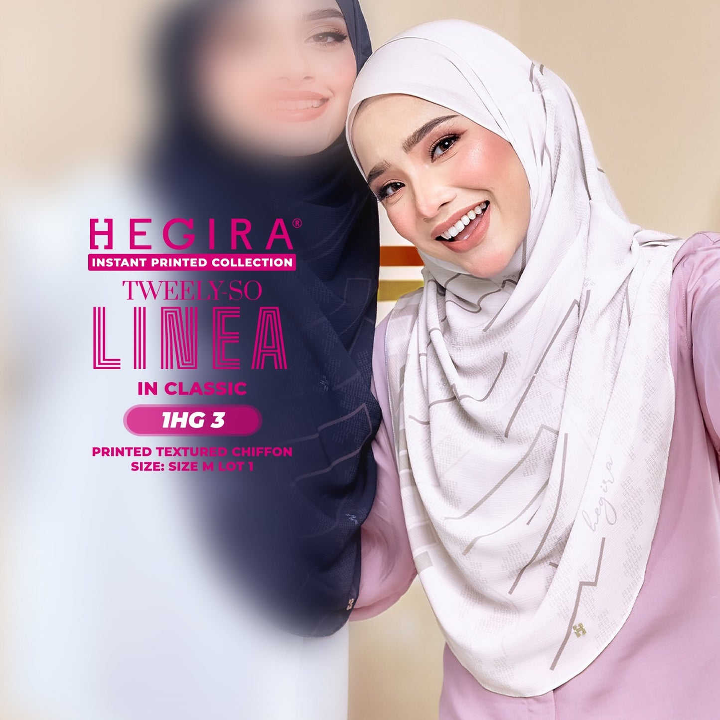 Hegira Hijab Inspired TWEELY-SO Linea Printed Textured Chiffon Collection (1HG)