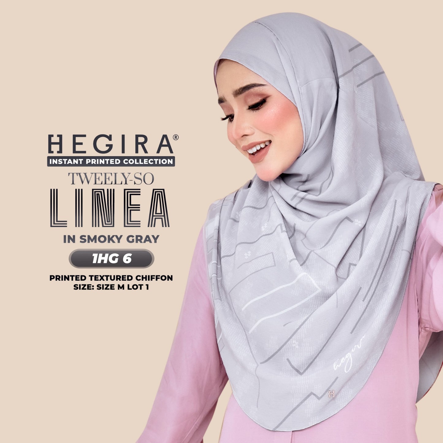 Hegira Hijab Inspired TWEELY-SO Linea Printed Textured Chiffon Collection (1HG)