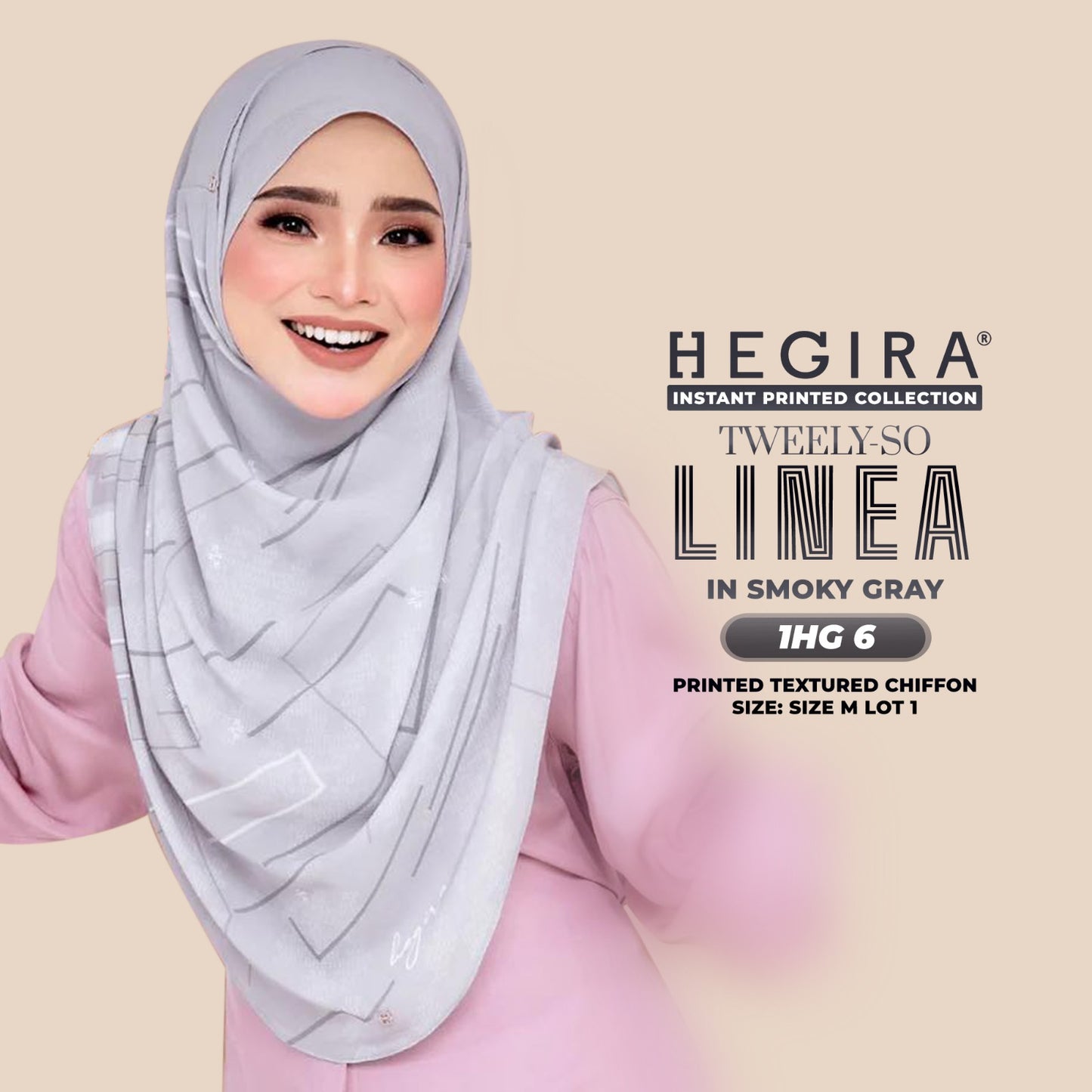 Hegira Hijab Inspired TWEELY-SO Linea Printed Textured Chiffon Collection (1HG)