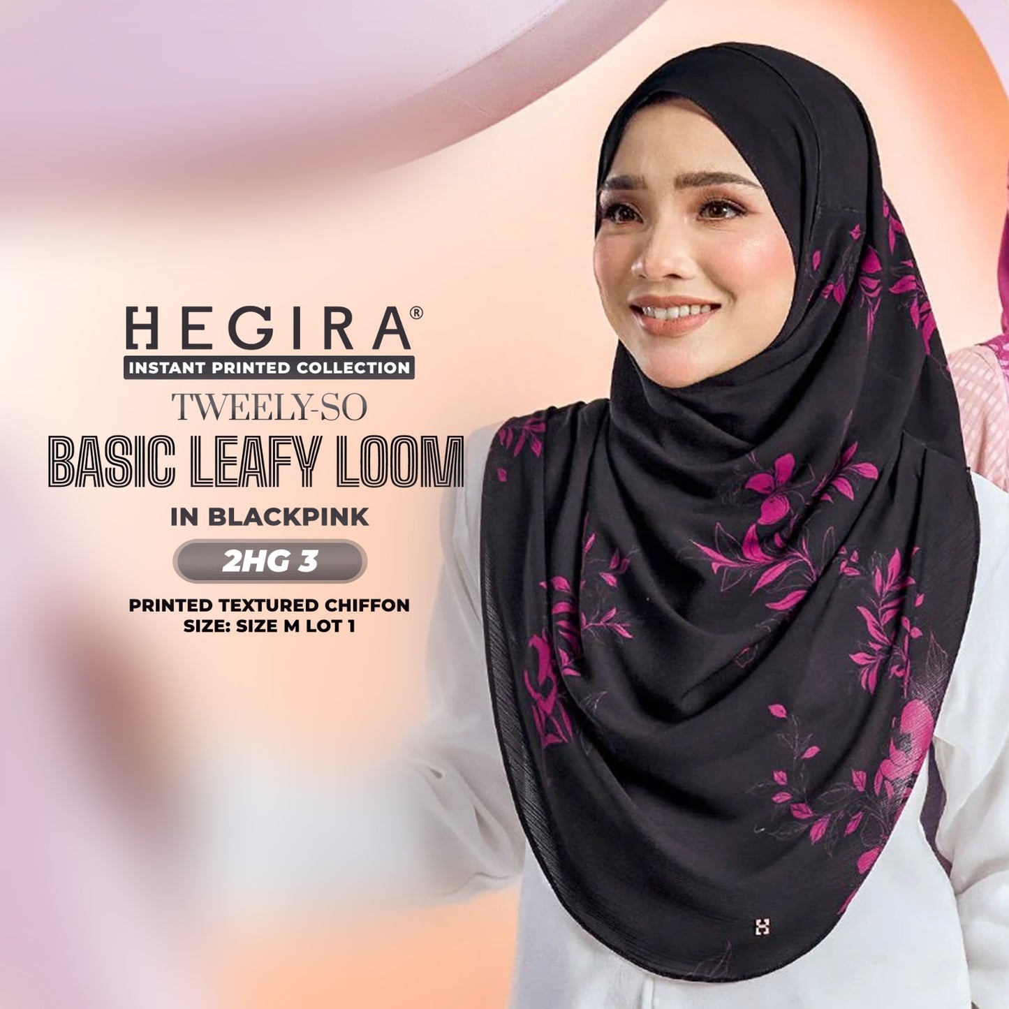 Hegira Hijab Inspired TWEELY-SO LEAFY LOOM Printed Textured Chiffon Instant Collection (2HG)