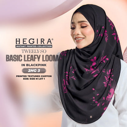 Hegira Hijab Inspired TWEELY-SO LEAFY LOOM Printed Textured Chiffon Instant Collection (2HG)