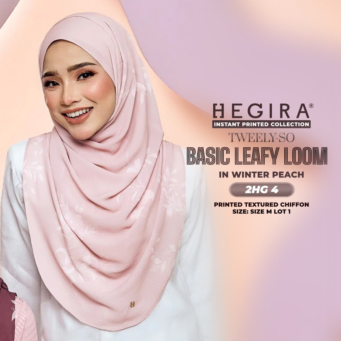 Hegira Hijab Inspired TWEELY-SO LEAFY LOOM Printed Textured Chiffon Instant Collection (2HG)