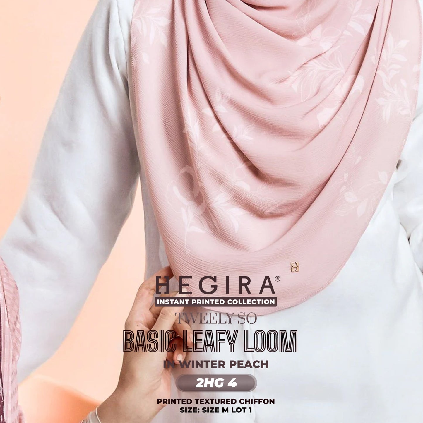 Hegira Hijab Inspired TWEELY-SO LEAFY LOOM Printed Textured Chiffon Instant Collection (2HG)