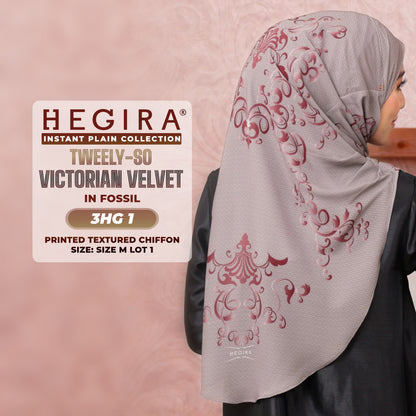 Hegira Hijab Inspired TWEELY-SO VICTORIAN VELVET Printed Textured Chiffon Instant Collection (3HG)