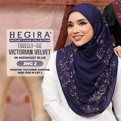 Hegira Hijab Inspired TWEELY-SO VICTORIAN VELVET Printed Textured Chiffon Instant Collection (3HG)