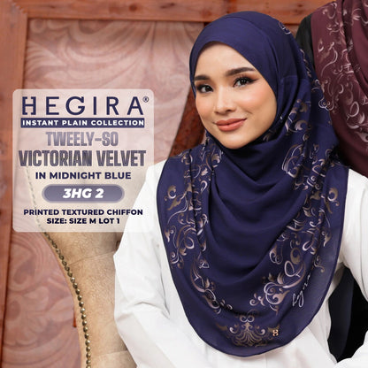 Hegira Hijab Inspired TWEELY-SO VICTORIAN VELVET Printed Textured Chiffon Instant Collection (3HG)