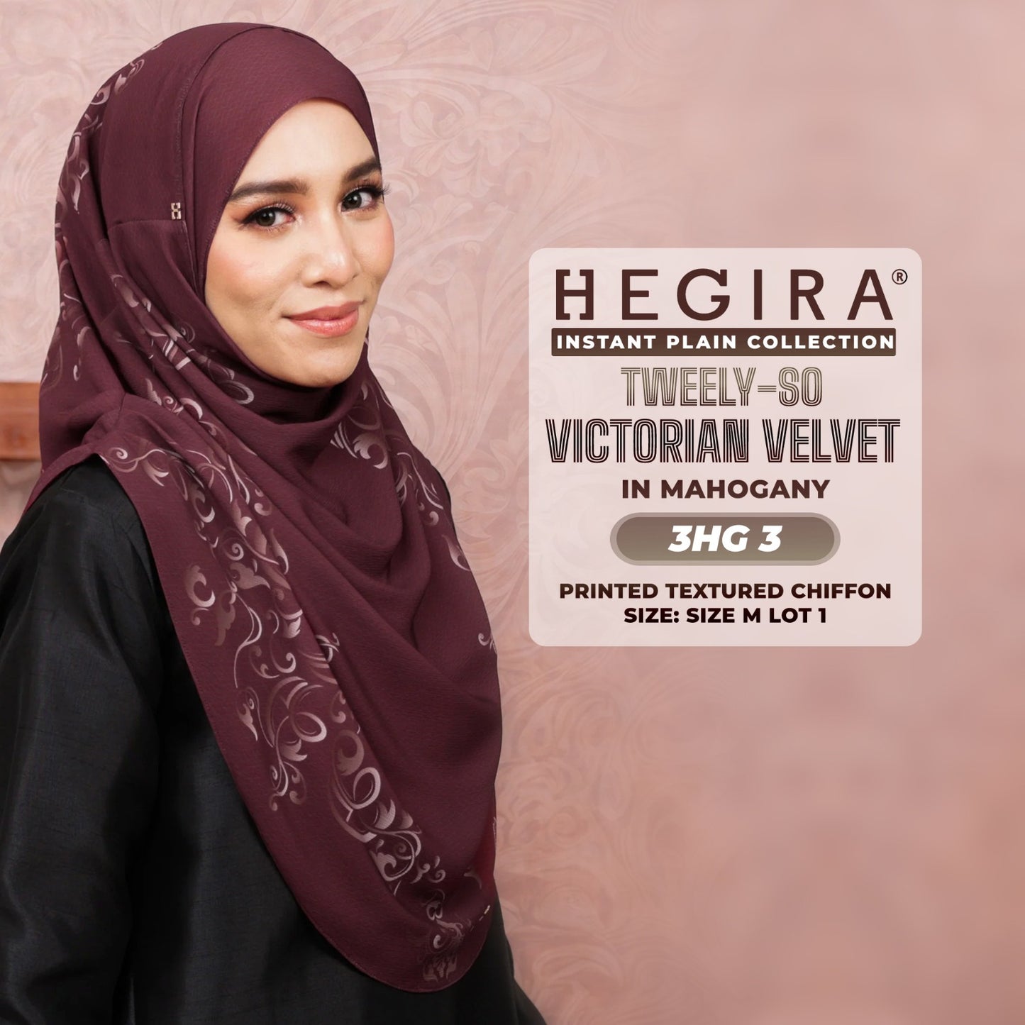 Hegira Hijab Inspired TWEELY-SO VICTORIAN VELVET Printed Textured Chiffon Instant Collection (3HG)