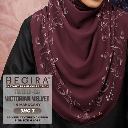 Hegira Hijab Inspired TWEELY-SO VICTORIAN VELVET Printed Textured Chiffon Instant Collection (3HG)