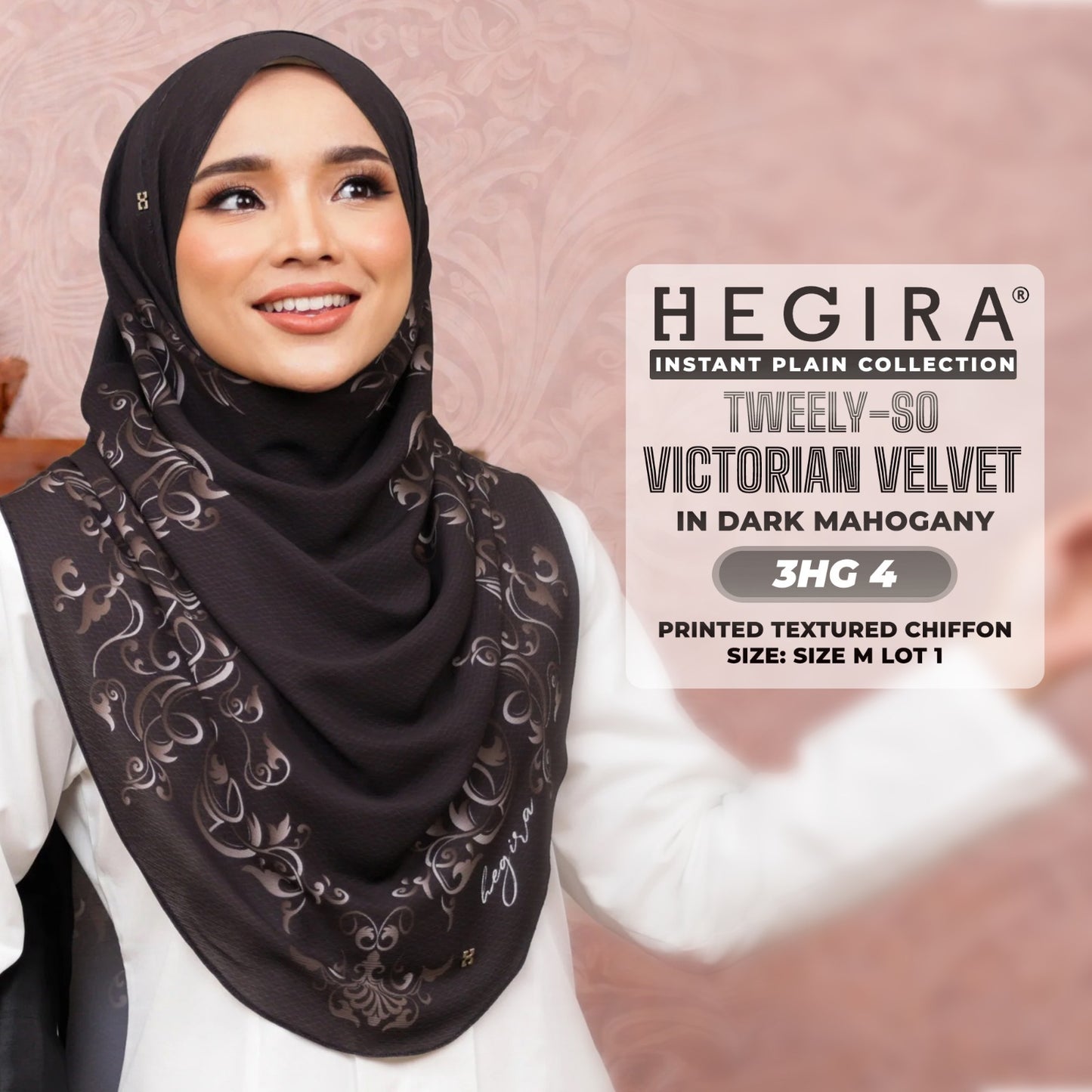 Hegira Hijab Inspired TWEELY-SO VICTORIAN VELVET Printed Textured Chiffon Instant Collection (3HG)