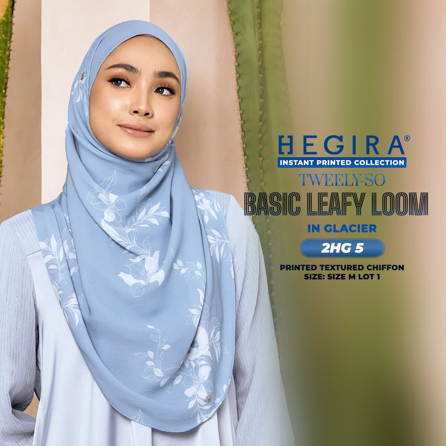 Hegira Hijab Inspired TWEELY-SO LEAFY LOOM Printed Textured Chiffon Instant Collection (2HG)