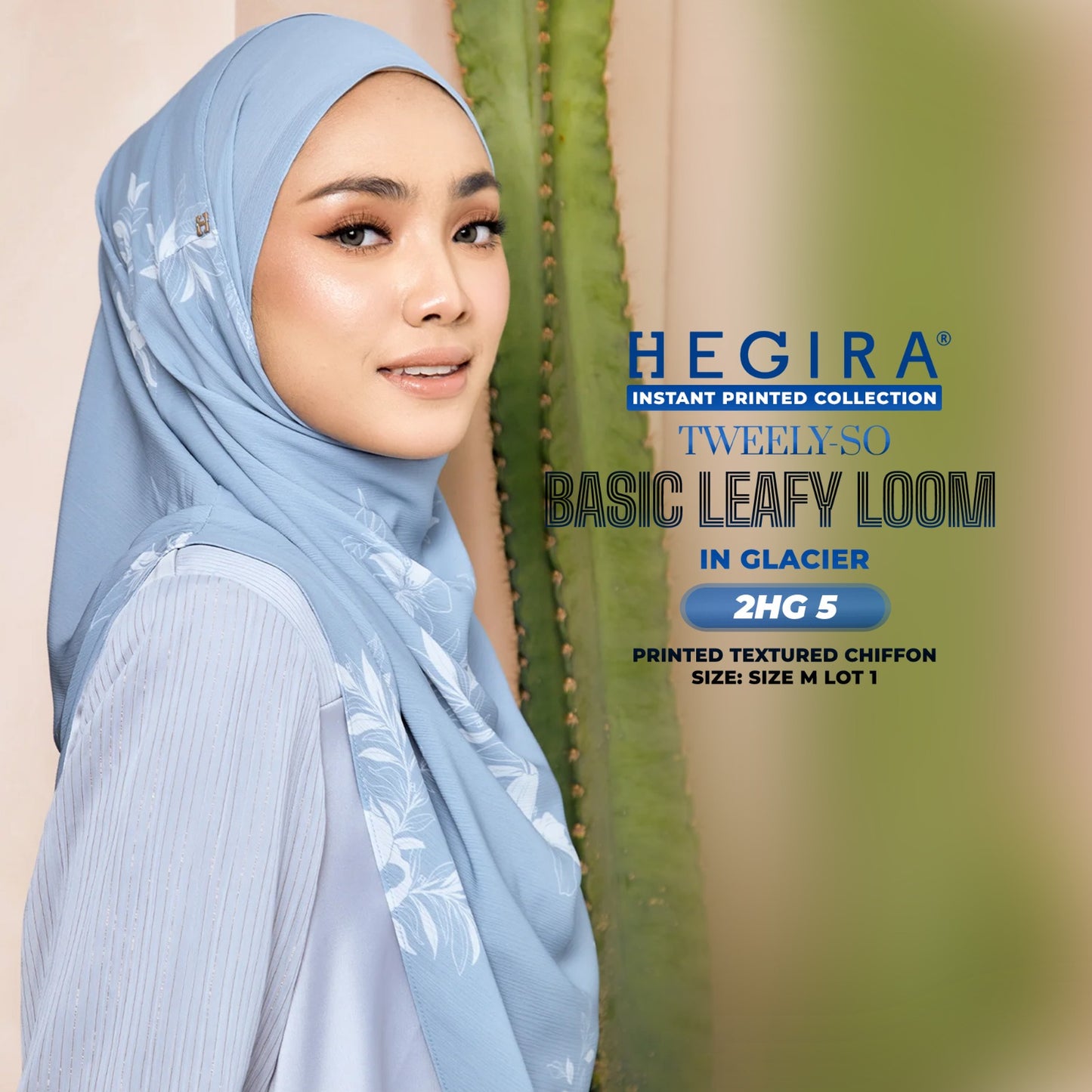 Hegira Hijab Inspired TWEELY-SO LEAFY LOOM Printed Textured Chiffon Instant Collection (2HG)