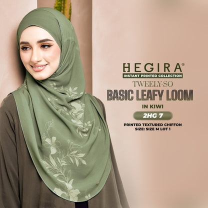 Hegira Hijab Inspired TWEELY-SO LEAFY LOOM Printed Textured Chiffon Instant Collection (2HG)