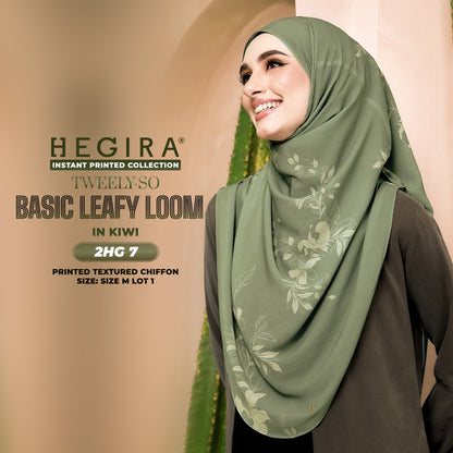 Hegira Hijab Inspired TWEELY-SO LEAFY LOOM Printed Textured Chiffon Instant Collection (2HG)