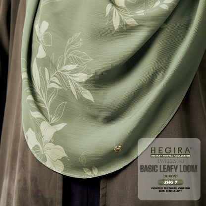 Hegira Hijab Inspired TWEELY-SO LEAFY LOOM Printed Textured Chiffon Instant Collection (2HG)