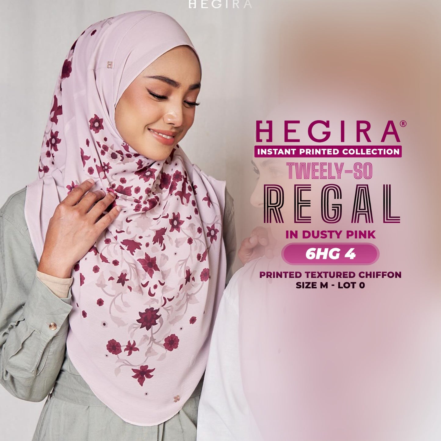 Hegira Hijab Inspired TWEELY-SO REGAL Printed Textured Chiffon Collection SIZE-M LOT-0 (6HG)