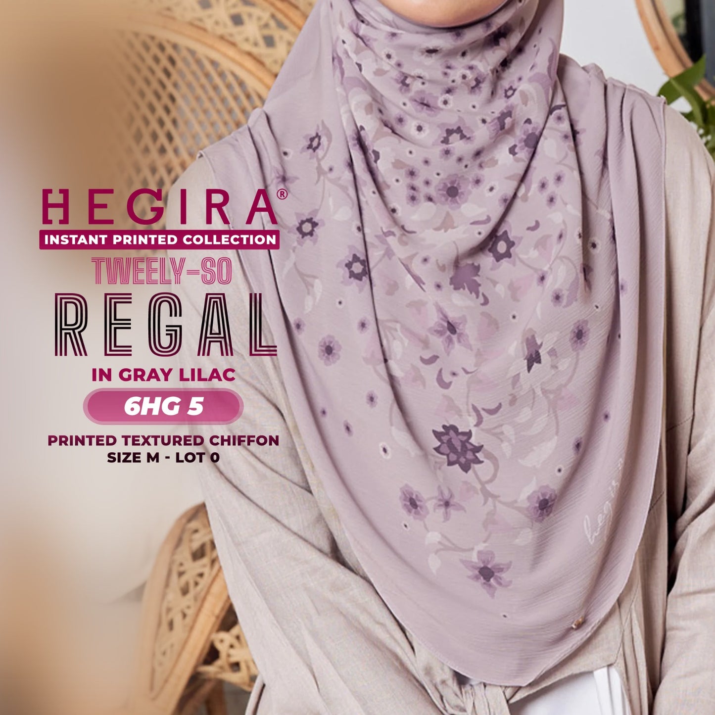 Hegira Hijab Inspired TWEELY-SO REGAL Printed Textured Chiffon Collection SIZE-M LOT-0 (6HG)