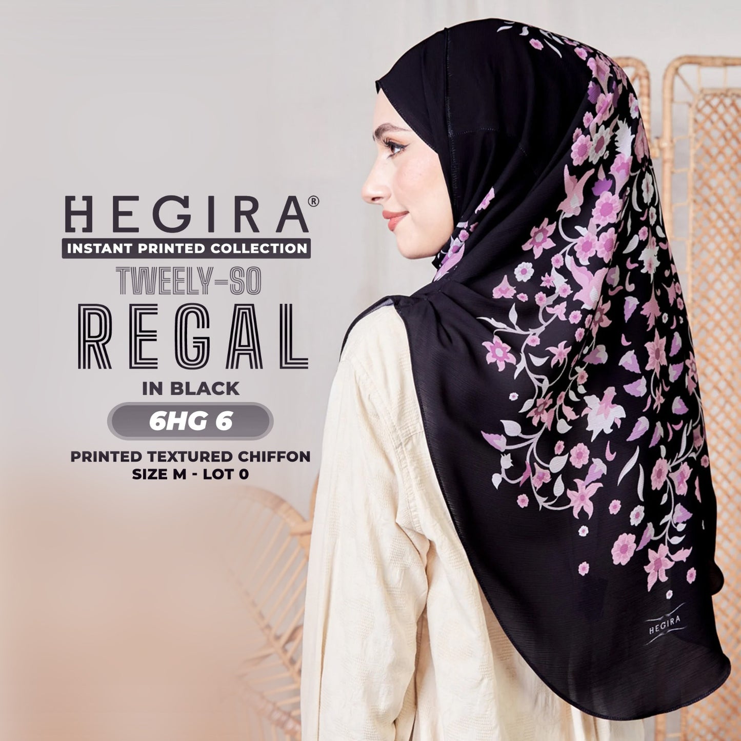 Hegira Hijab Inspired TWEELY-SO REGAL Printed Textured Chiffon Collection SIZE-M LOT-0 (6HG)