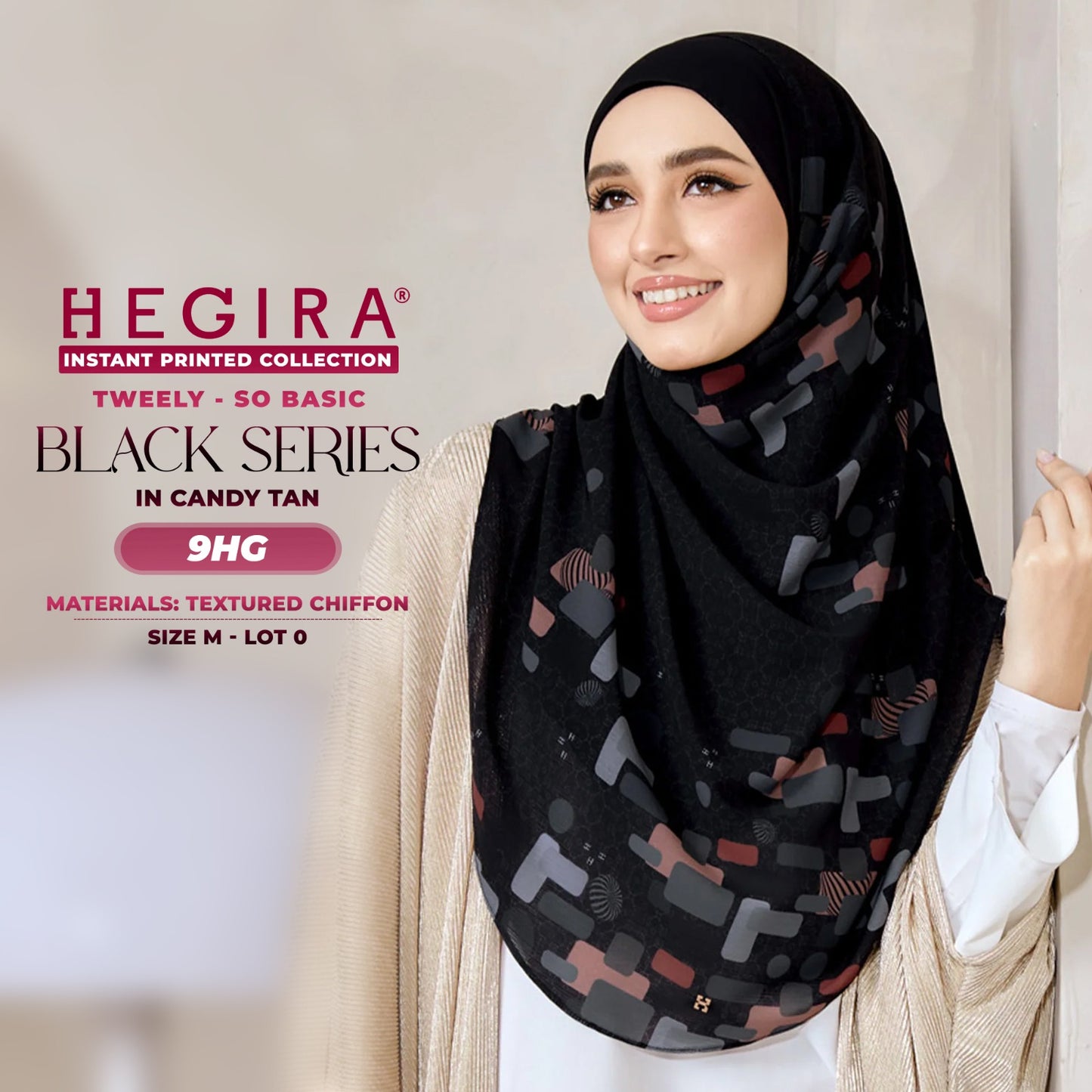 Hegira Hijab Inspired Tweely-So Basic Black Series Instant Collection (9-14HG)