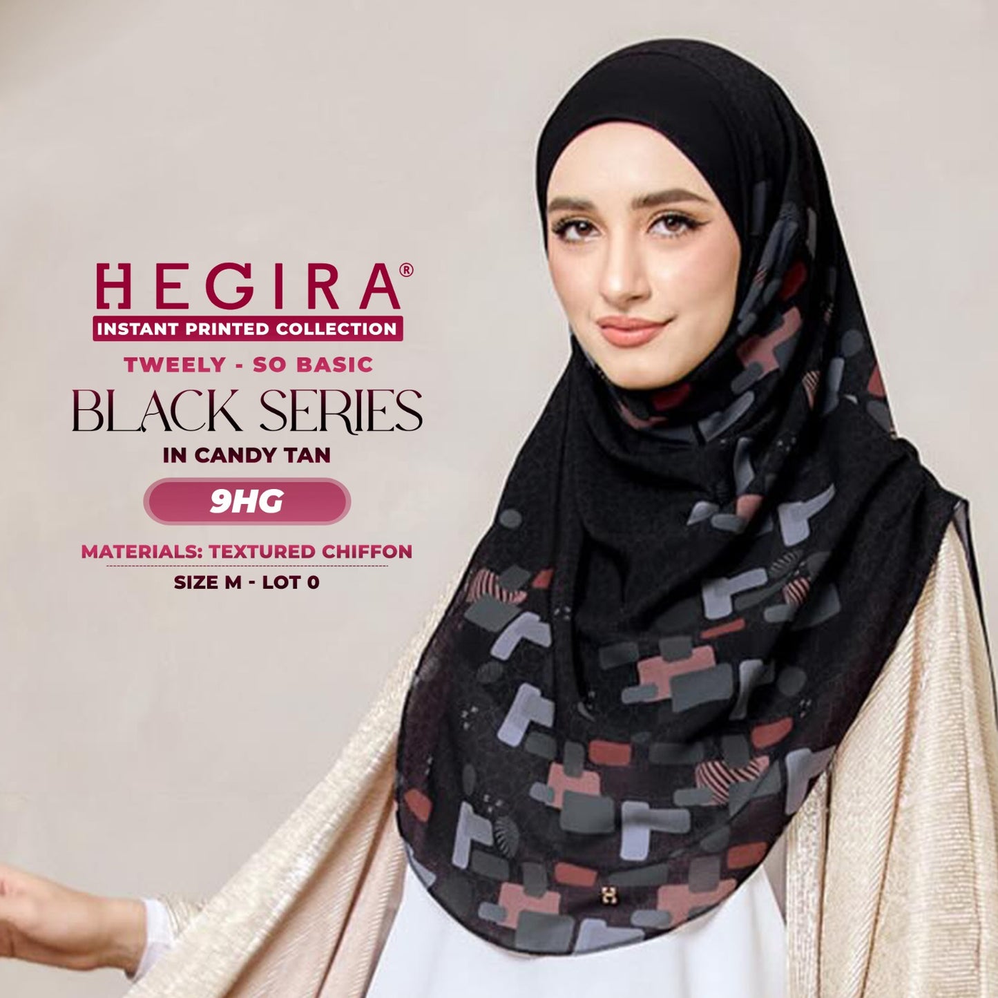 Hegira Hijab Inspired Tweely-So Basic Black Series Instant Collection (9-14HG)