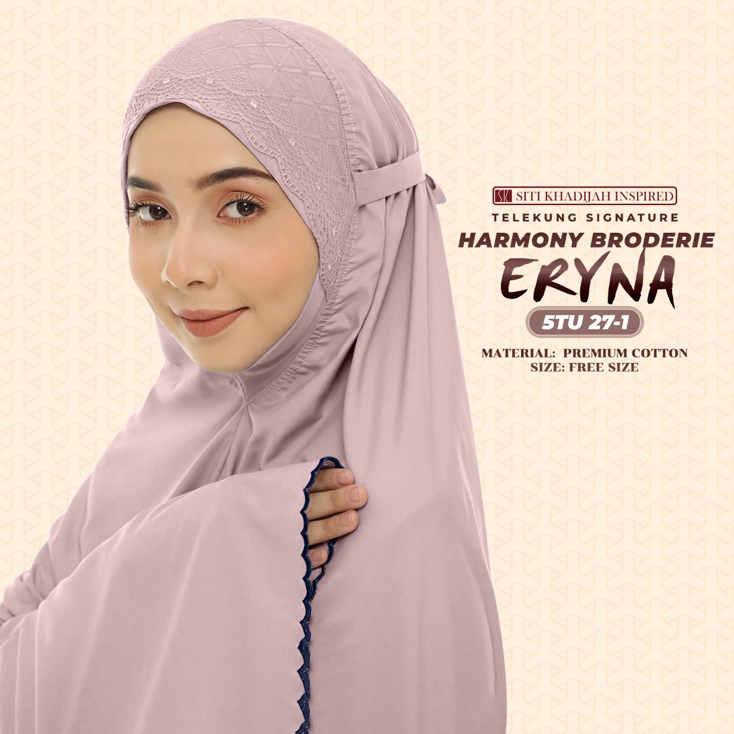 Telekung Inspired SK Harmony Broderie Eryna Collection Free Woven bag