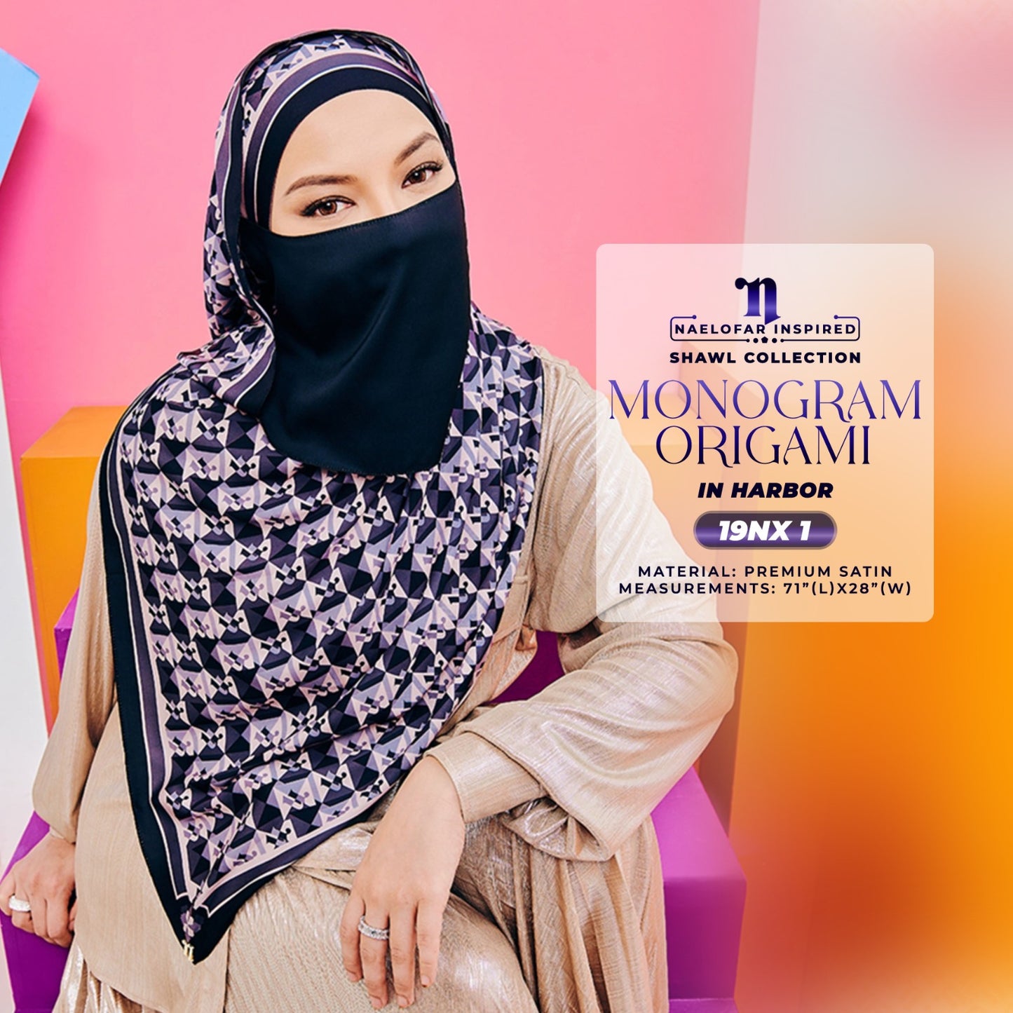 Naelofar Inspired Monogram Origami Shawl Collection (19NX)