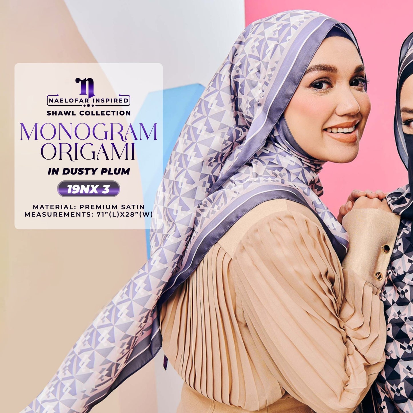 Naelofar Inspired Monogram Origami Shawl Collection (19NX)