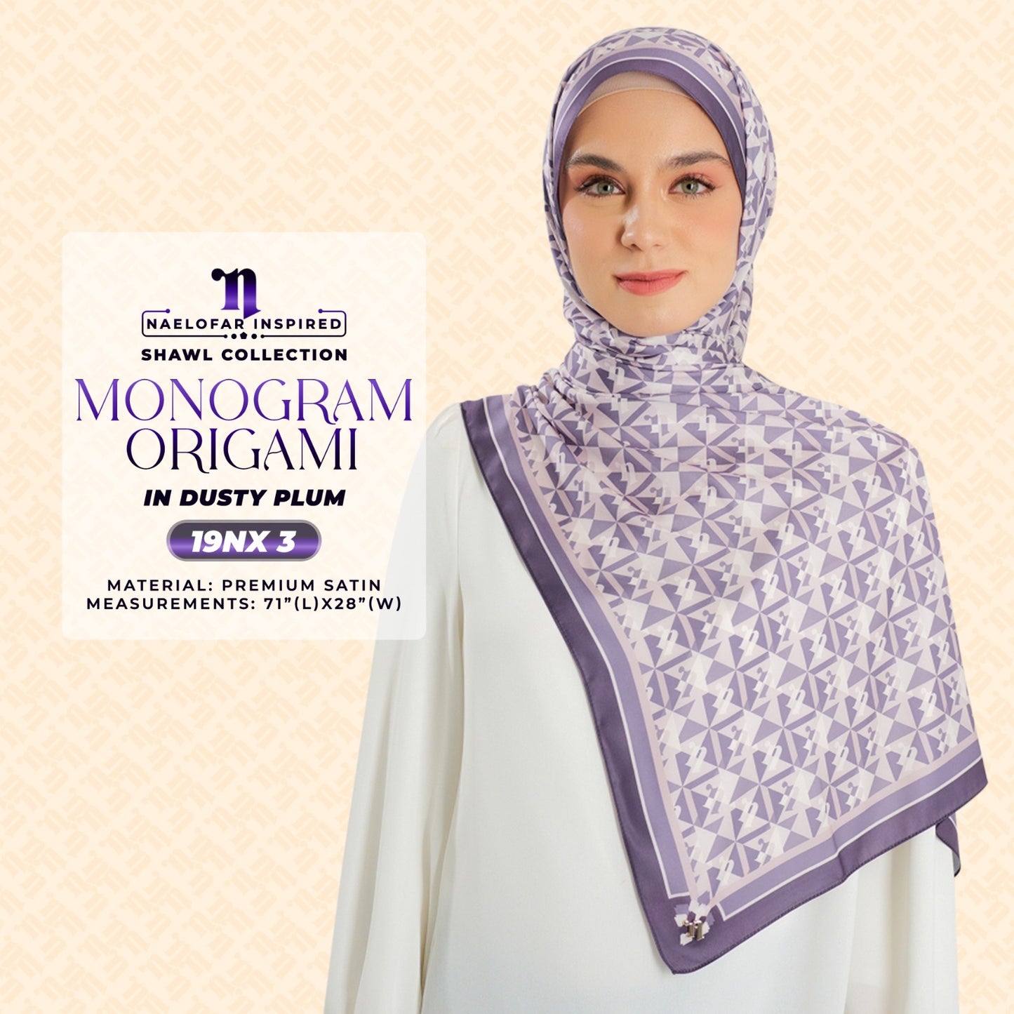 Naelofar Inspired Monogram Origami Shawl Collection (19NX)