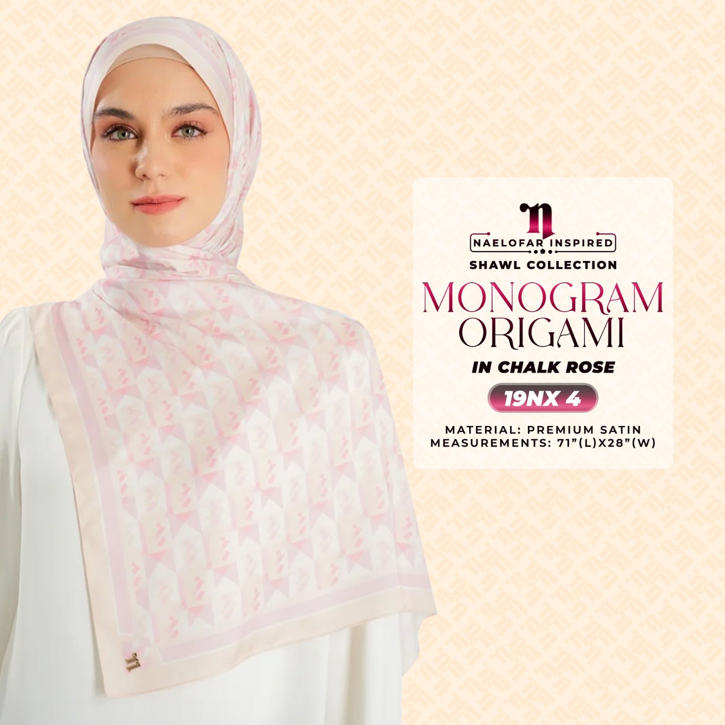 Naelofar Inspired Monogram Origami Shawl Collection (19NX)