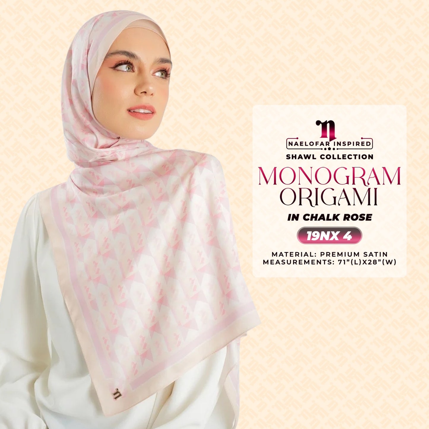 Naelofar Inspired Monogram Origami Shawl Collection (19NX)