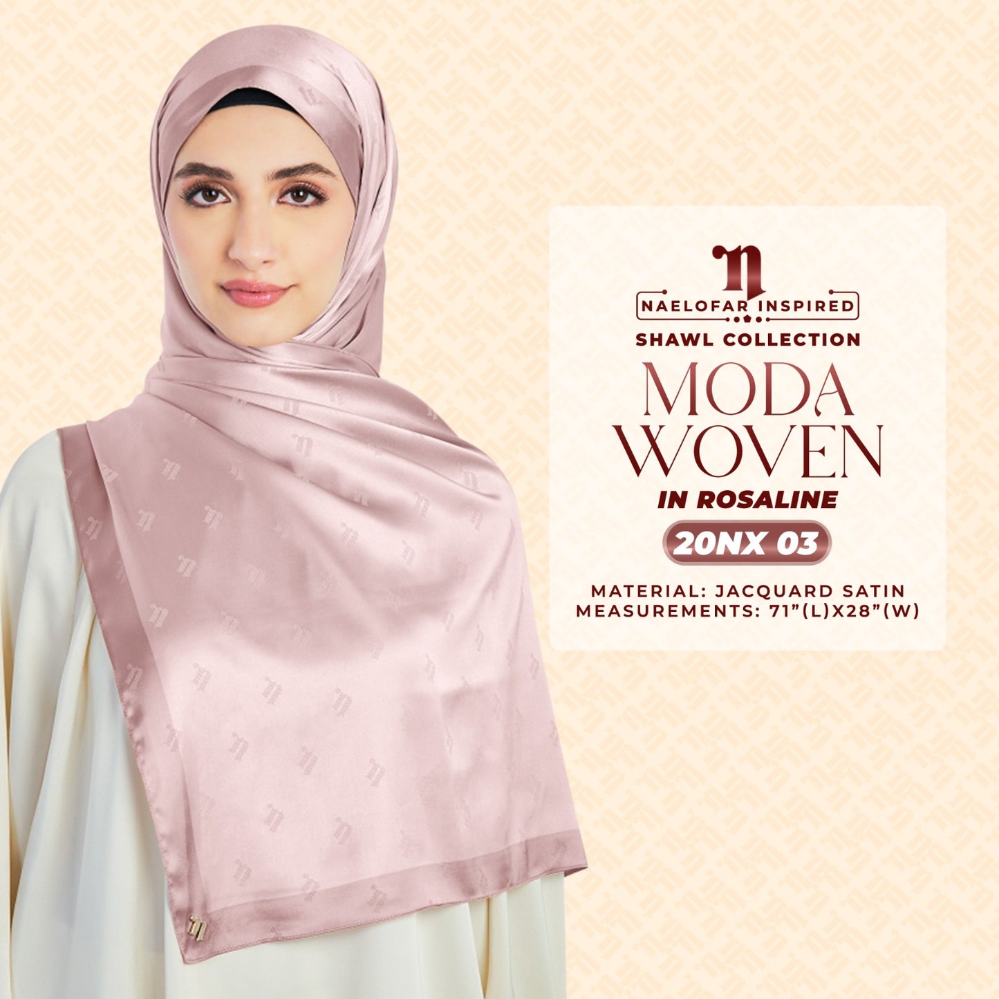 Naelofar Inspired Moda Woven Shawl Printed SQ Collection (20NX)