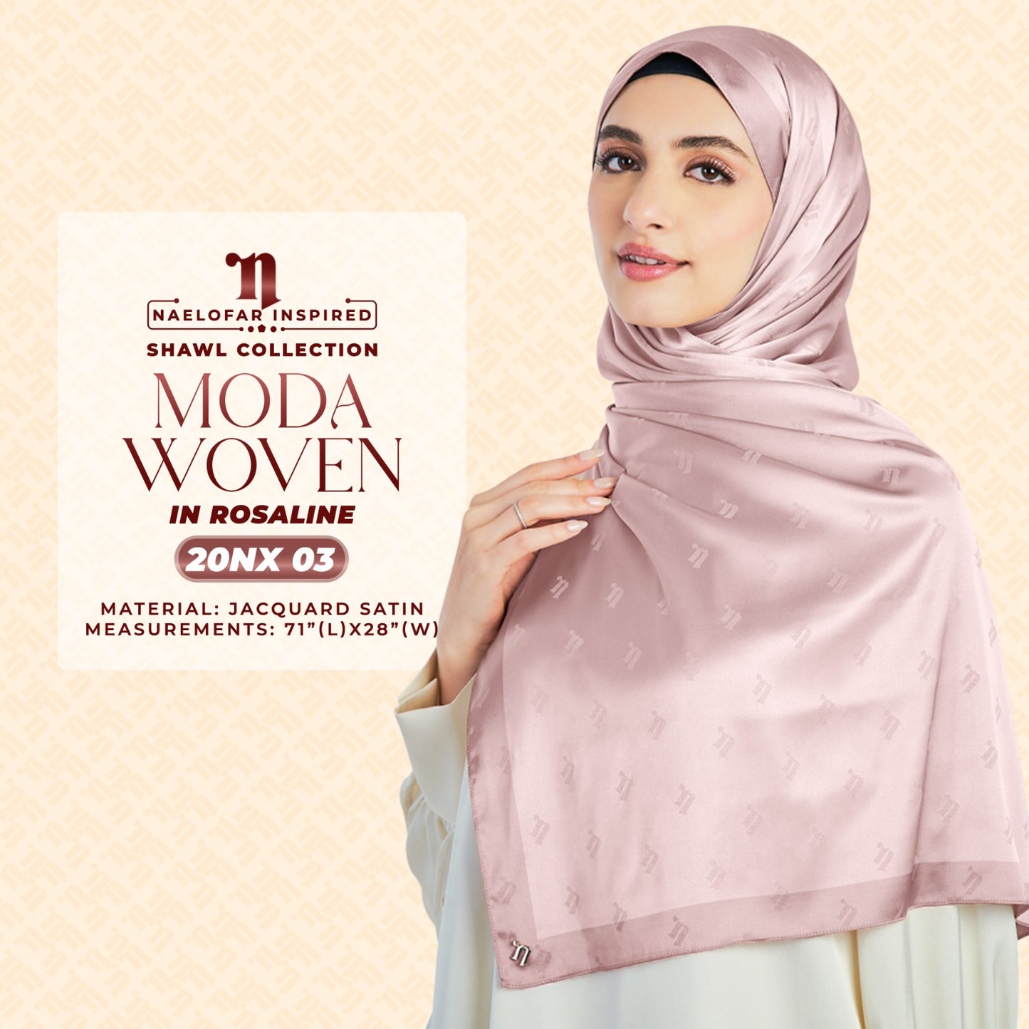 Naelofar Inspired Moda Woven Shawl Printed SQ Collection (20NX)