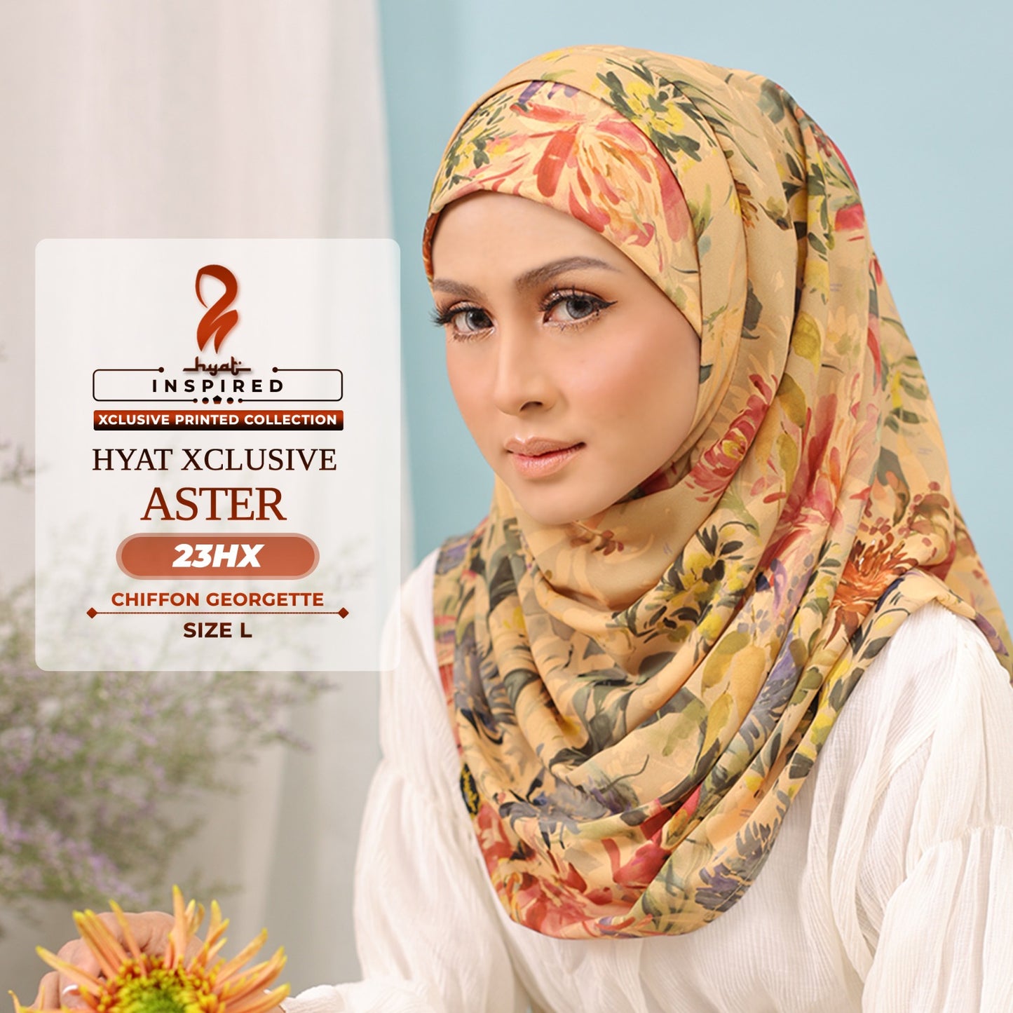 Hyat Hijab Inspired Wild Flower, Maryllis, Magnolia, Aster & Blossom Xclusive Collection